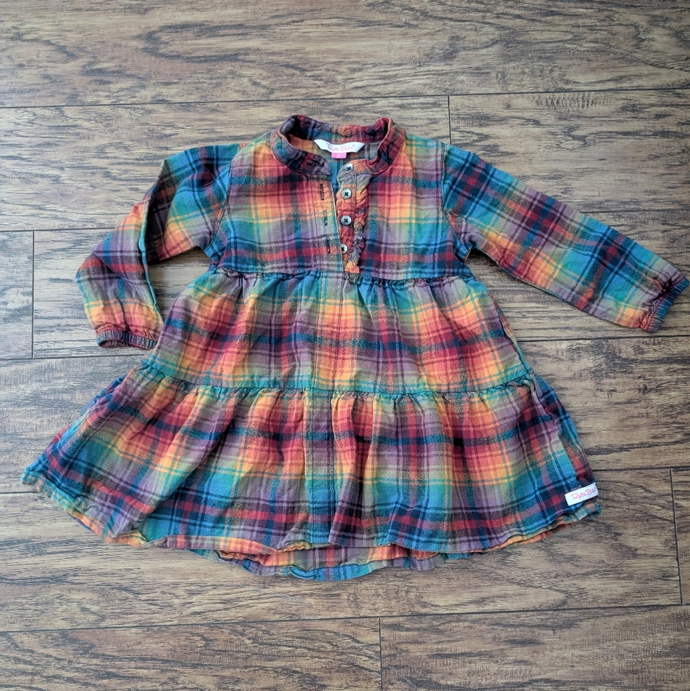$ 💥3/$24 Ruffle Butts Multicolor Plaid‎ Dress